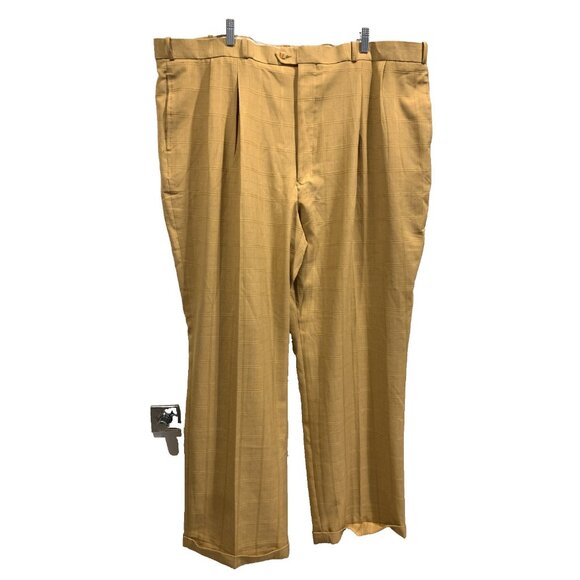 Pronti By Phita Mens 4XL 48x32 Suit 2pc Shirt Pants mustard plaid big tall - Picture 3 of 16